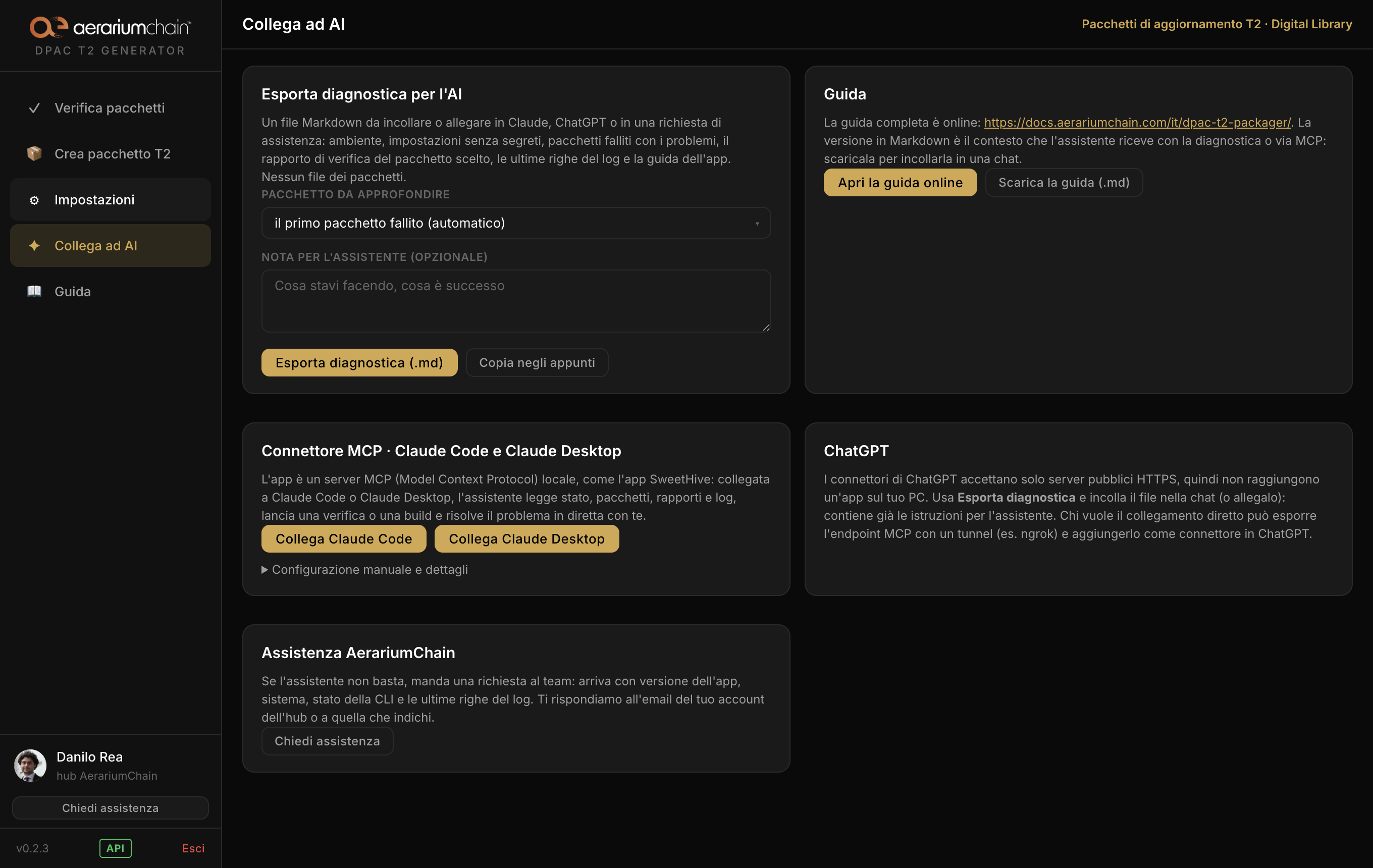 Connect to AI: diagnostics, guide, MCP connector, support