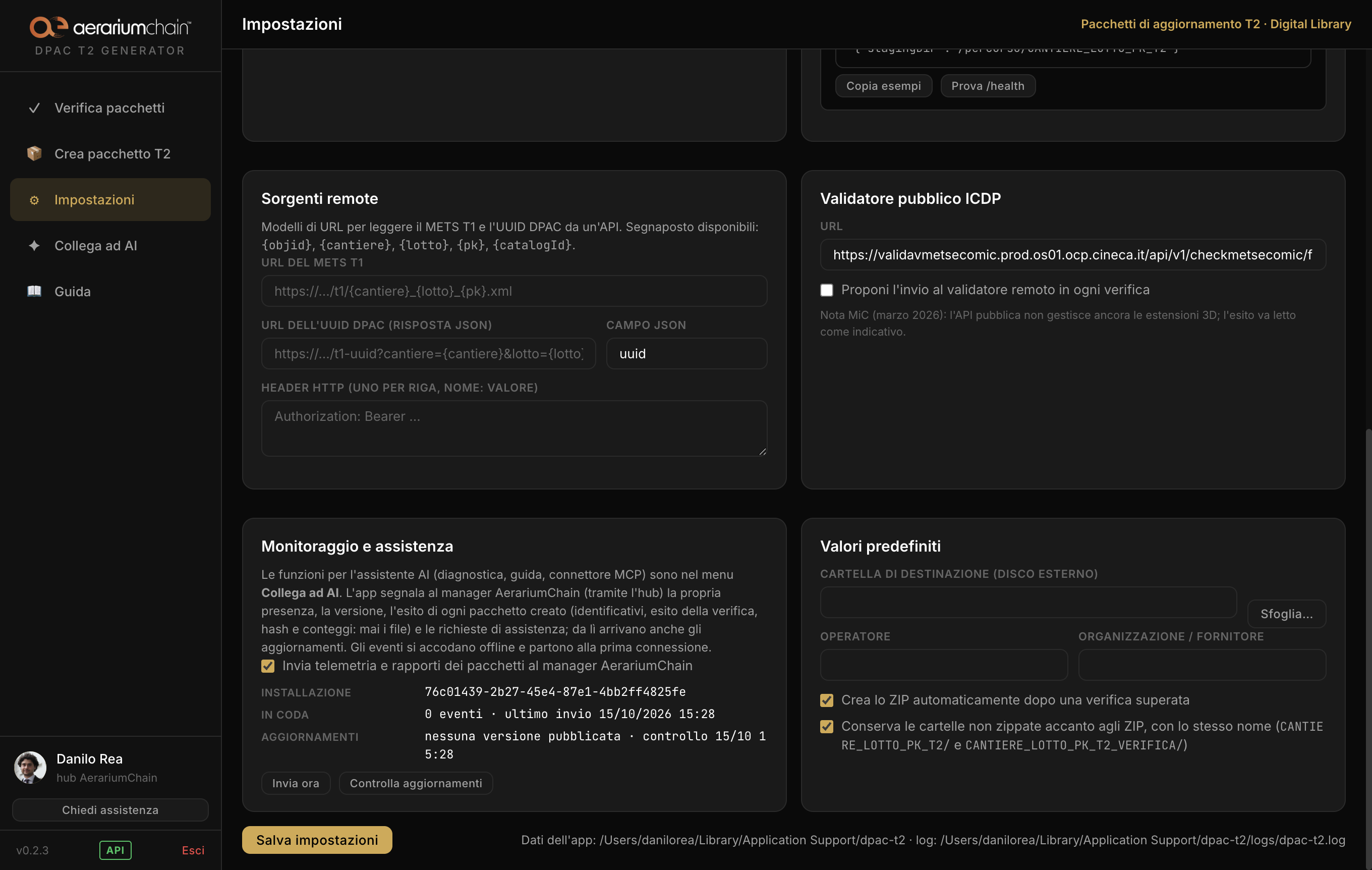 Settings: monitoring and support, defaults and the unzipped folders named like the ZIPs