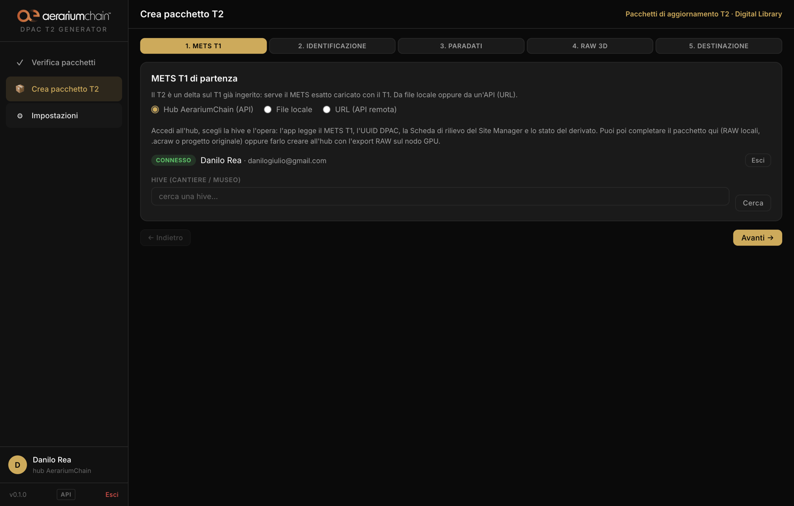 Settings: Hub access, local API with the OpenAPI contract, public validator, defaults
